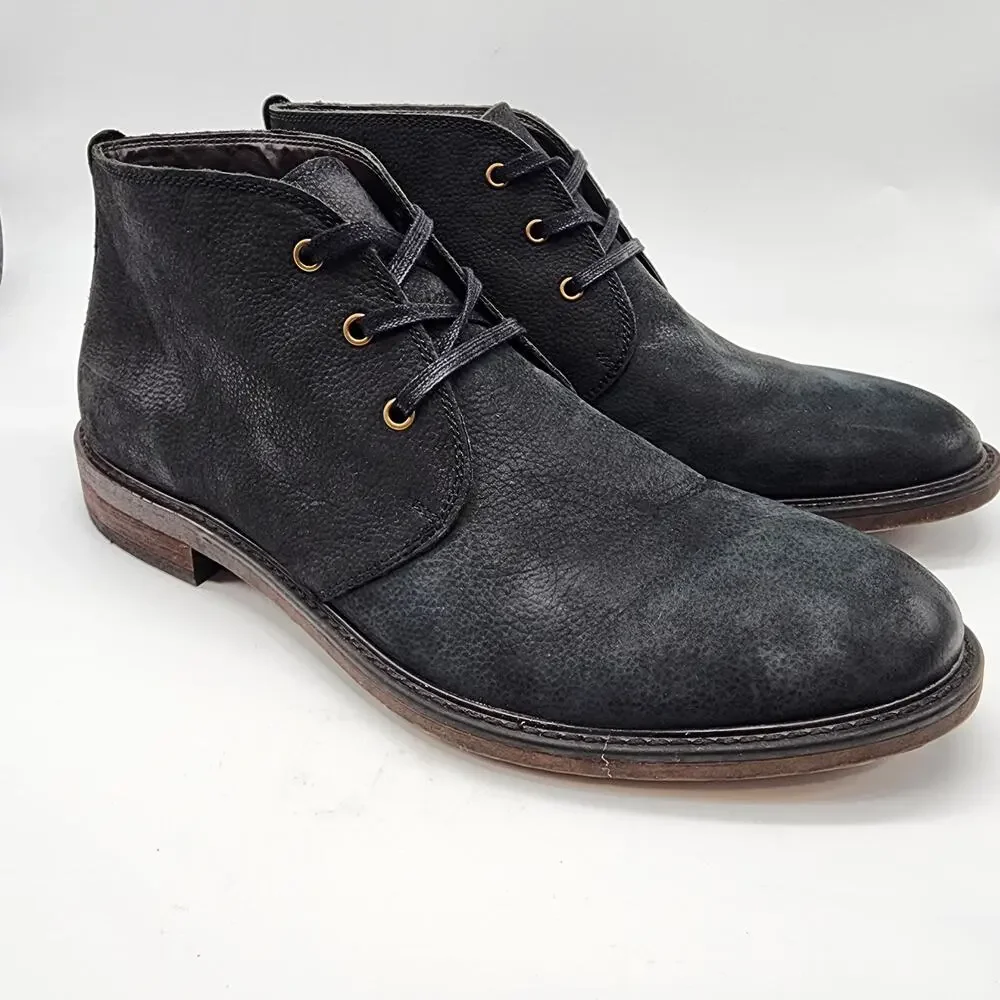 Aston Grey Khanov Chukka‎ Boots Men's 11 Black Leather Lace-up